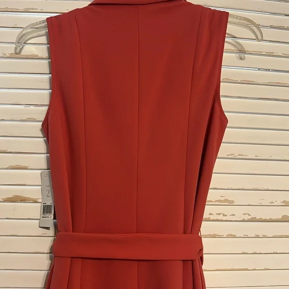 Elegant Terracotta Sleeveless Dress Size 2 - Picture 9 of 11
